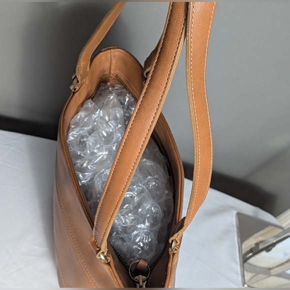 Vintage Coach Tribeca Shopper Tote Bag Tan Glove-Tanned Leather Authentic 9098 - Picture 13 of 16